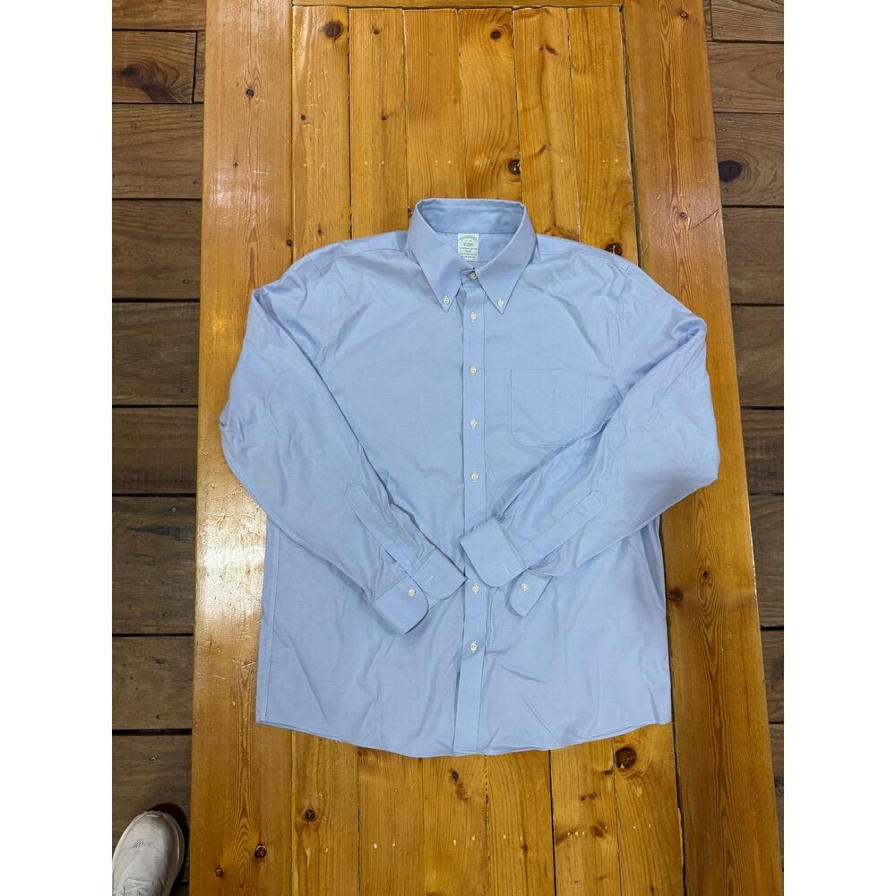 Men's Brooks Brothers Button Down Light Blue Dress Shirt 17-36 Slim Fit